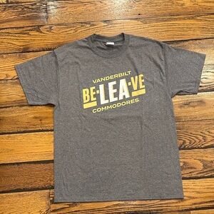 VANDERBILT PORT & COMPANY UNISEX BE-LEA-VE FOOTBALL TSHIRT GRAY, WHITE & GOLD